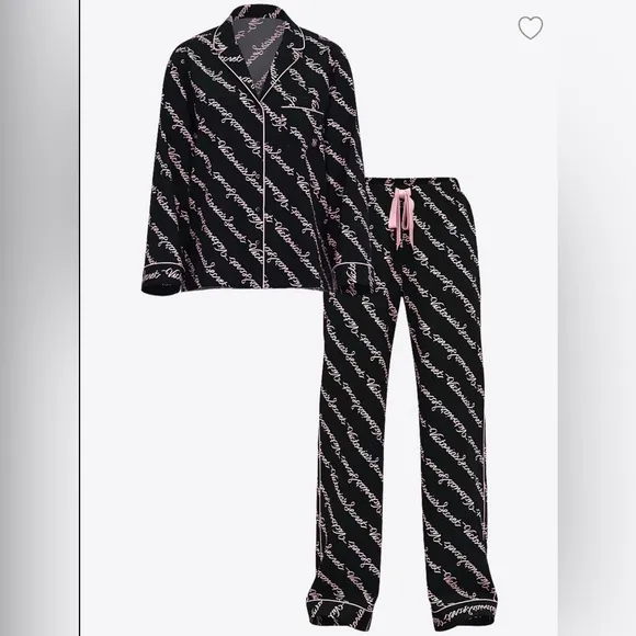 🆕 VICTORIA’S SECRET VS FLANNEL LONG PAJAMA PJ SLEEP SET L 12-14 SHORT