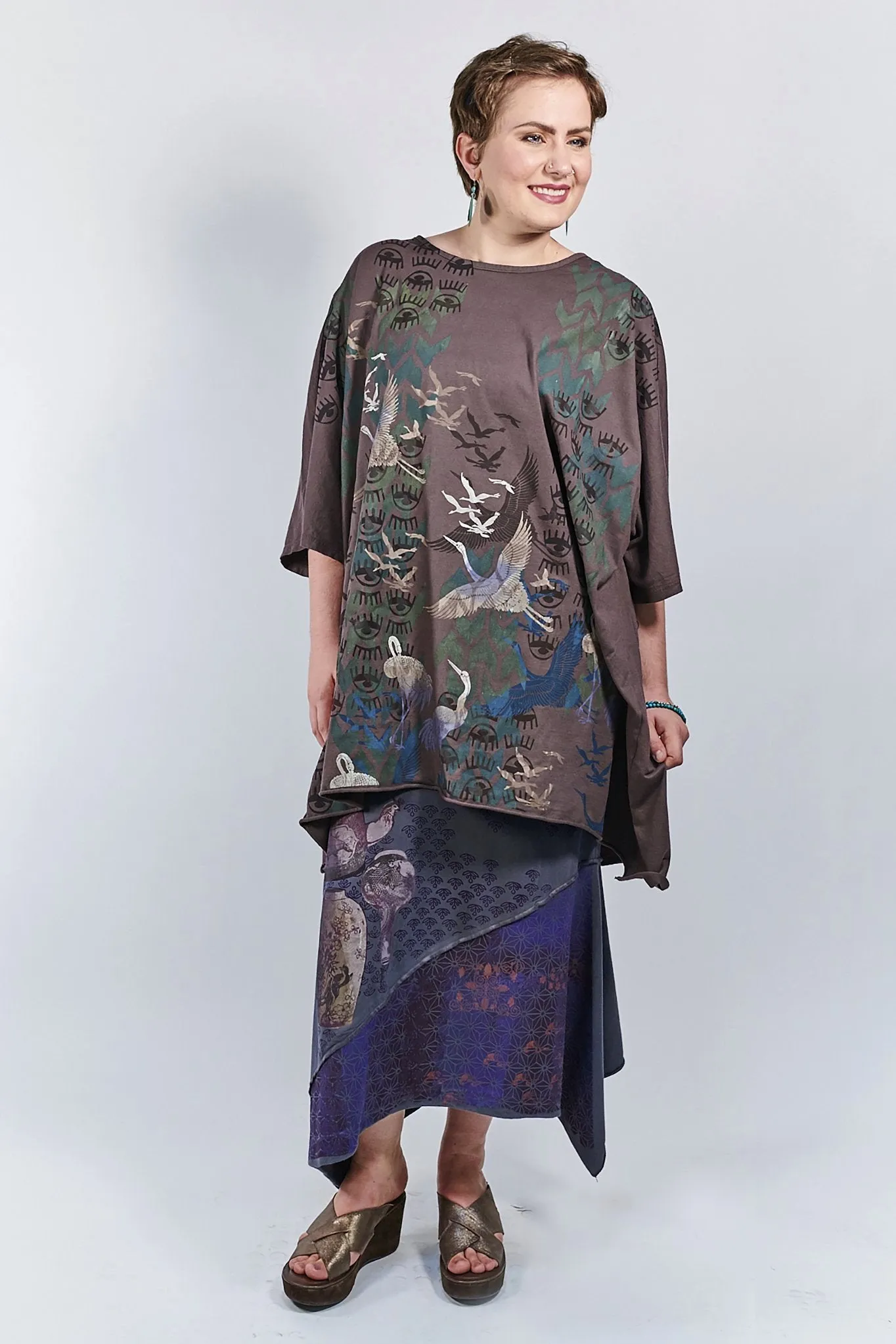 1255 Oversized Tunic Tee- Incense-Longevity and Happiness