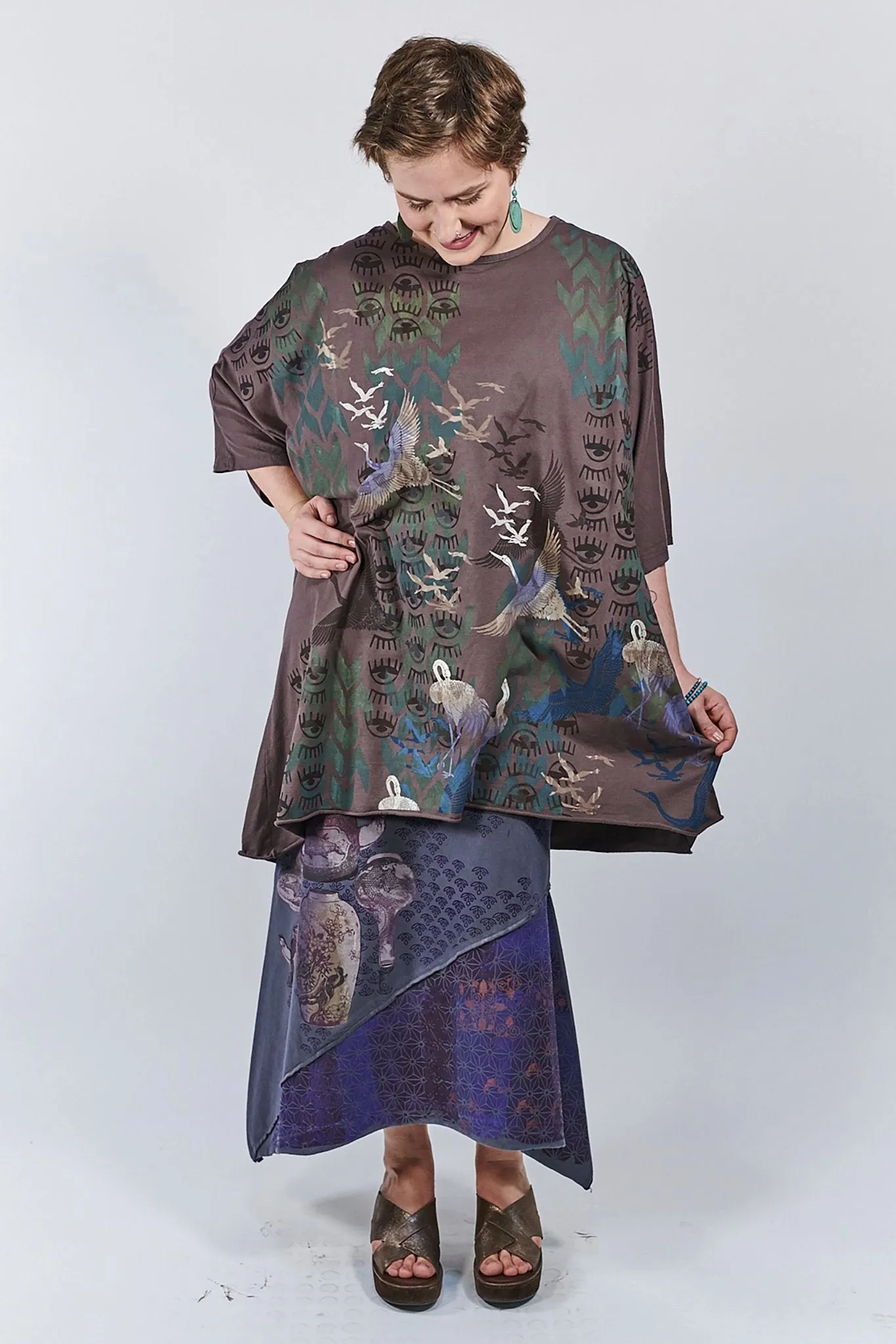 1255 Oversized Tunic Tee- Incense-Longevity and Happiness
