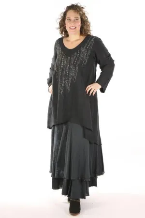 2238- Long Tunic Mineral Black-Ancient Wisdom