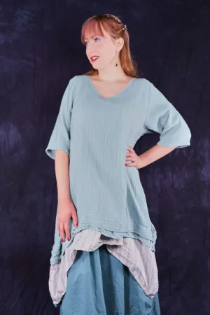 2372 Gauze Tier Tunic W/ Lawn Tier Early Sky