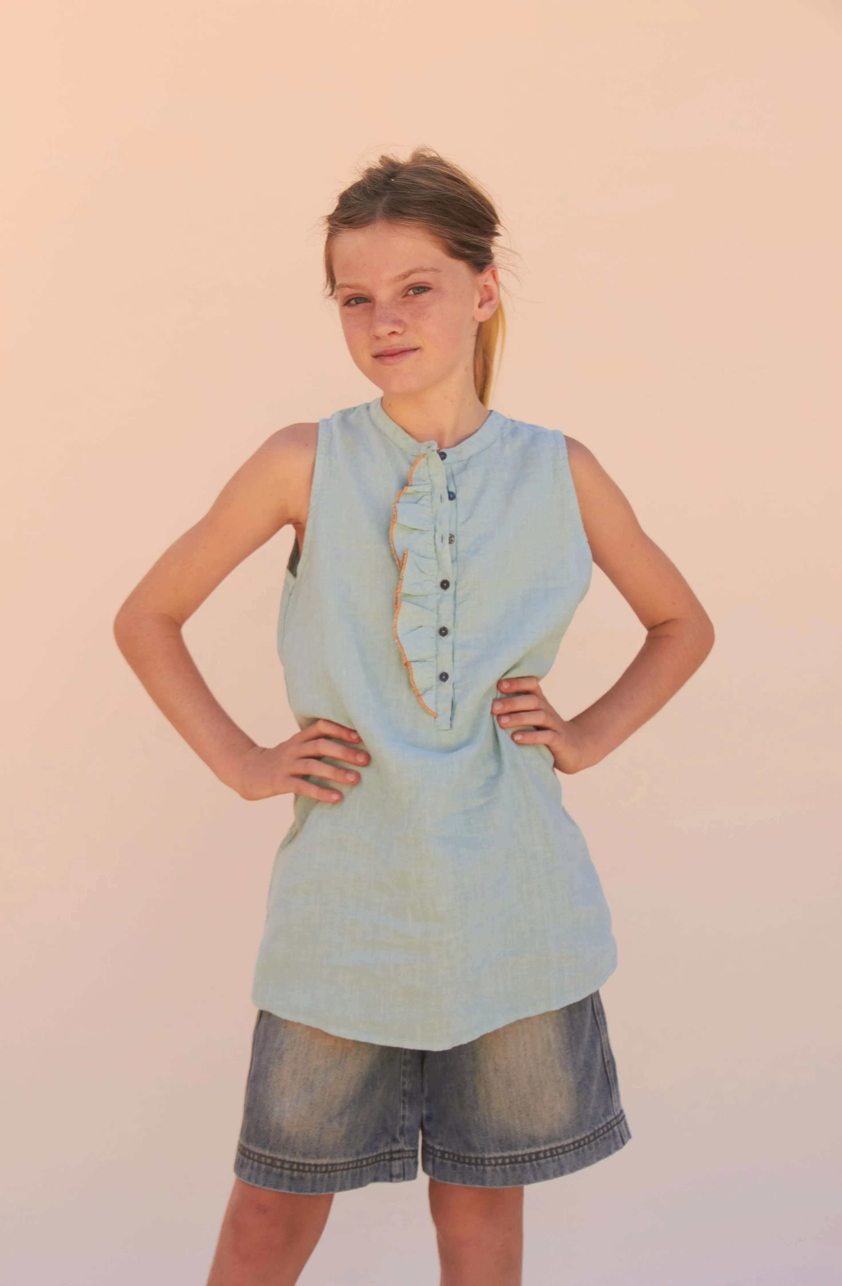 25106 Ruffle Tunic Dress - Pale Menthe