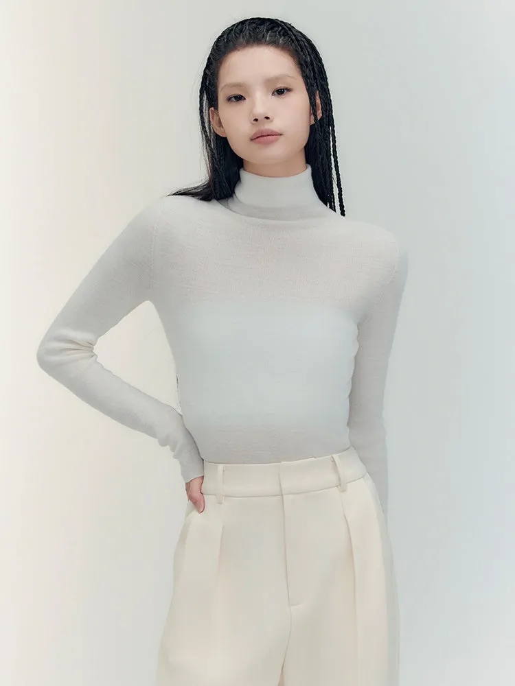 2Type Crew-Neck High-Neck Simple Slim Knit