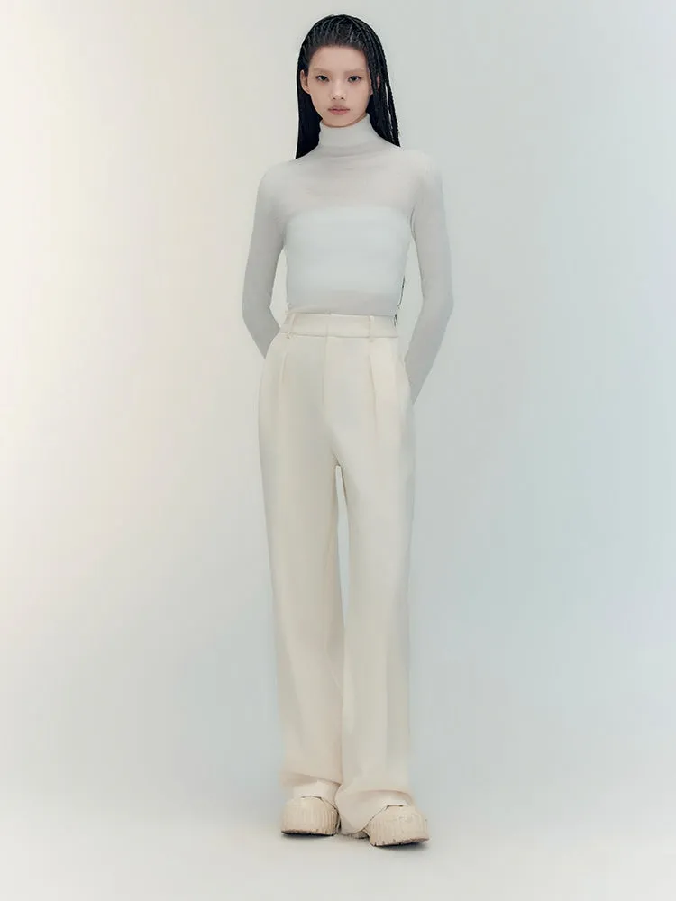 2Type Crew-Neck High-Neck Simple Slim Knit