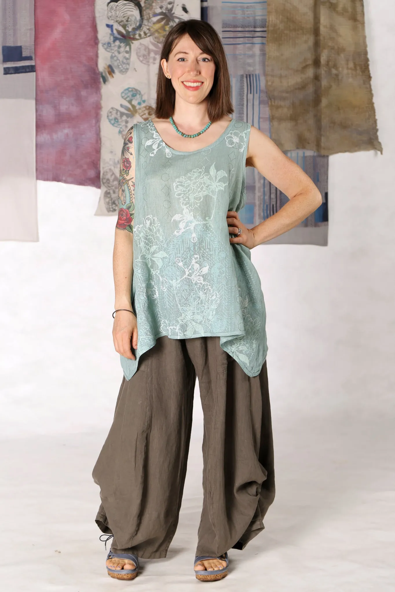 3243 Linen Billow Pant Bark-U
