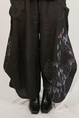 3243  Linen Billow Pant Black-P