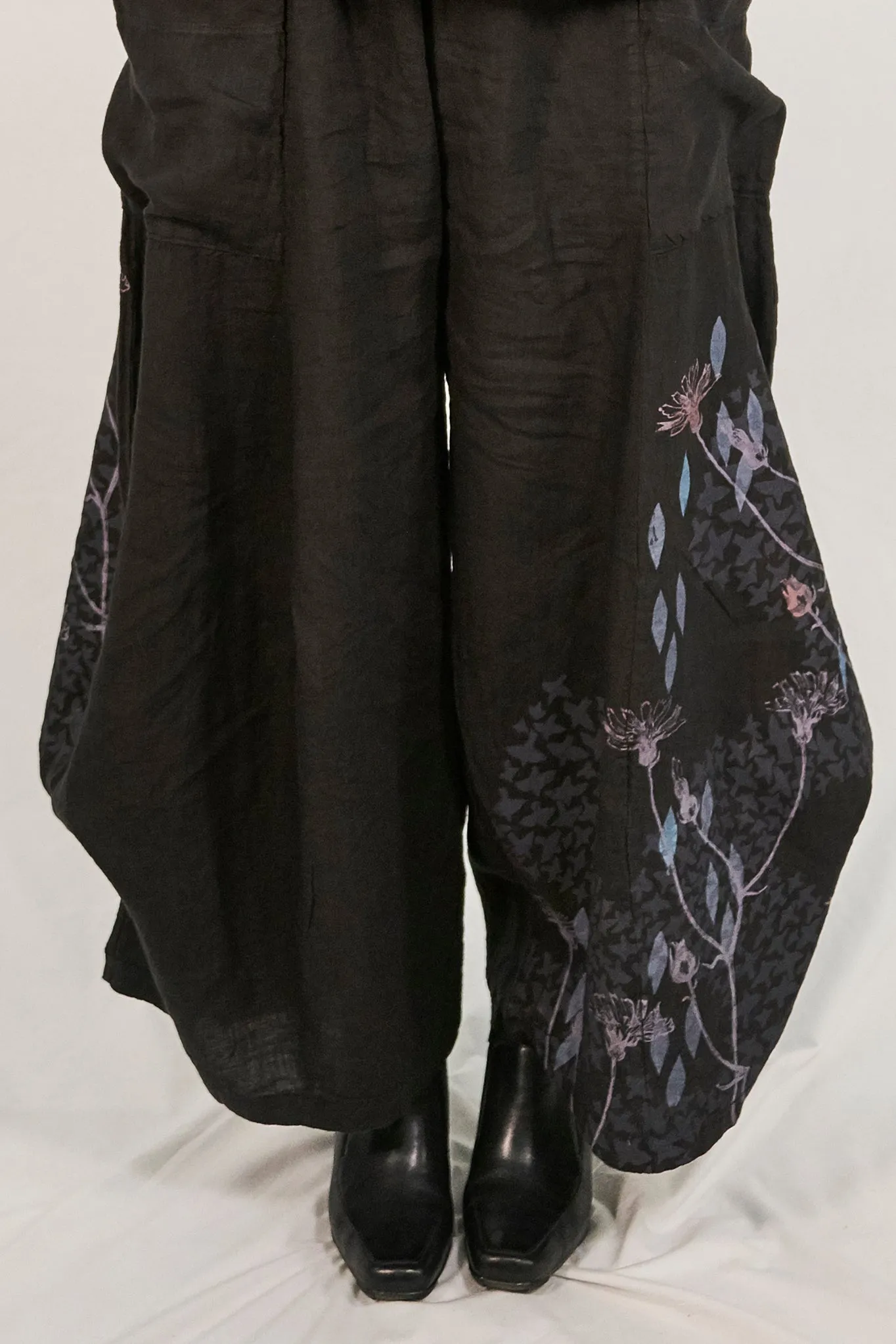 3243  Linen Billow Pant Black-P