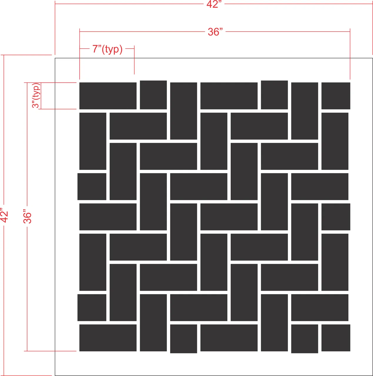 36" Herringbone Brick Pattern
