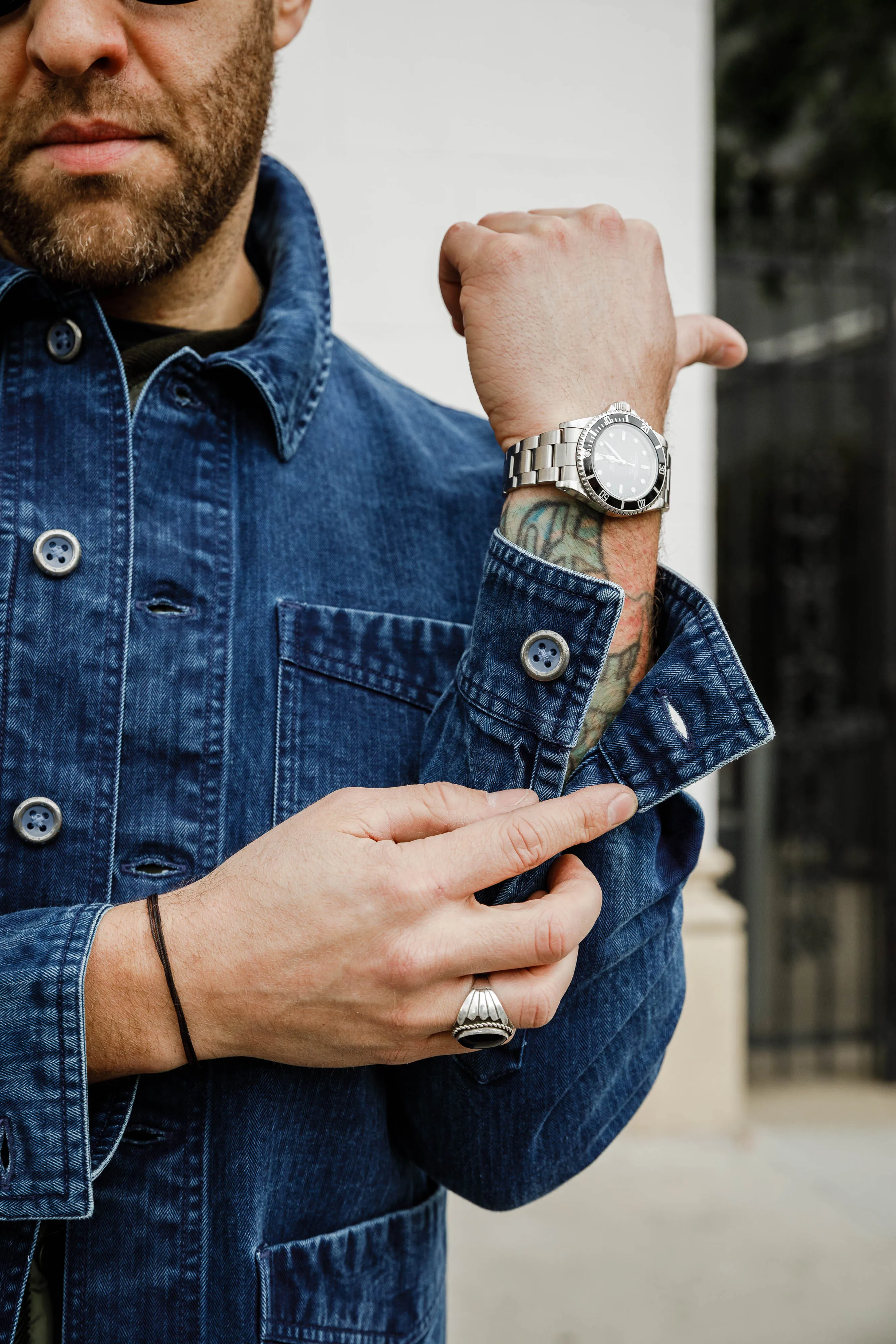 3sixteen - French Work Jacket - Indigo HBT