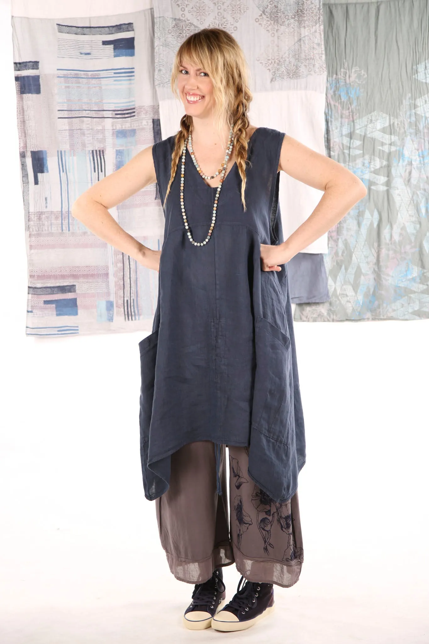 6204-Long Cottage Jumper Indigo -U