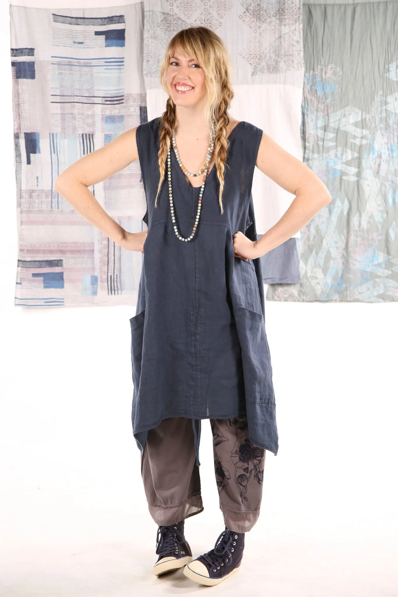 6204-Long Cottage Jumper Indigo -U