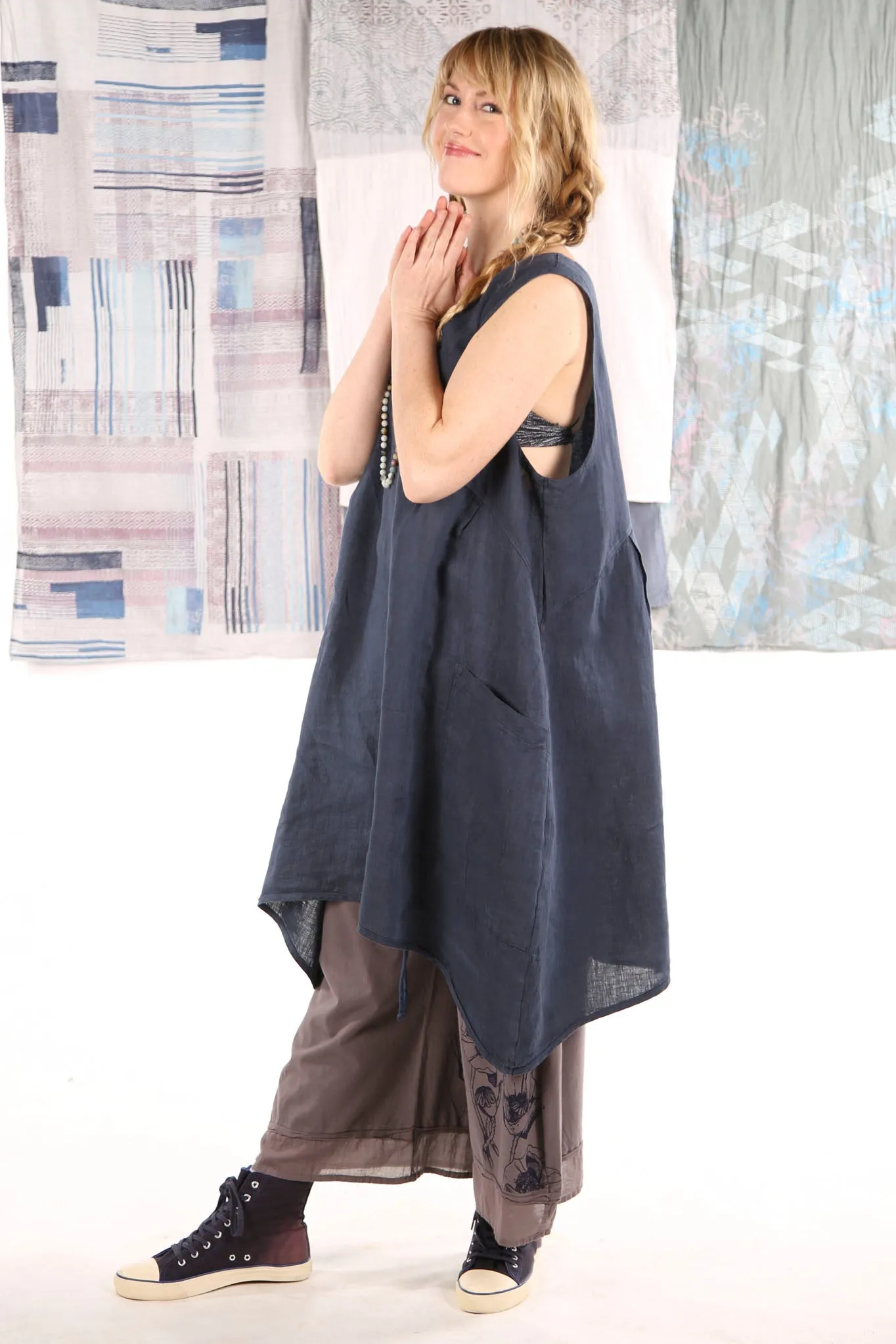 6204-Long Cottage Jumper Indigo -U