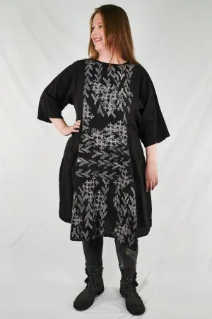 7212  Beautiful Day Linen Dress-Black-Serape Stitches -P