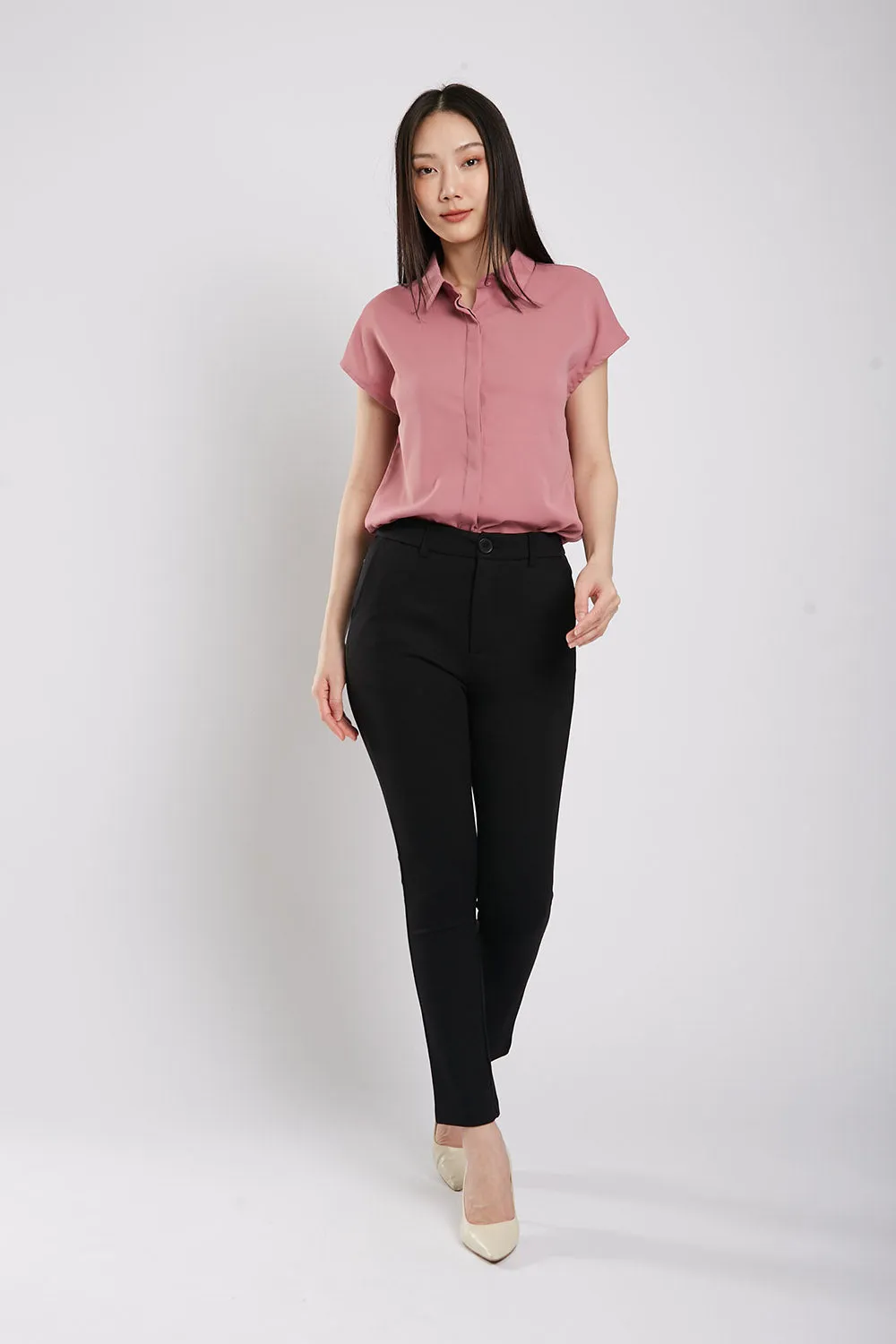 Aella Button Down Shirt in Dust Pink