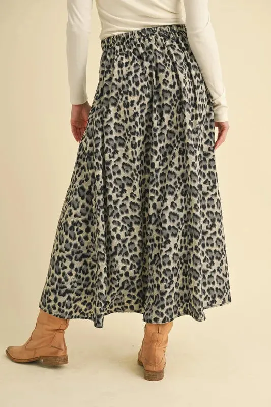 Aemi Co Leopard Midi Skirt