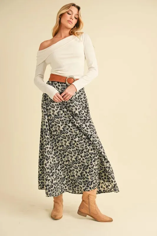 Aemi Co Leopard Midi Skirt