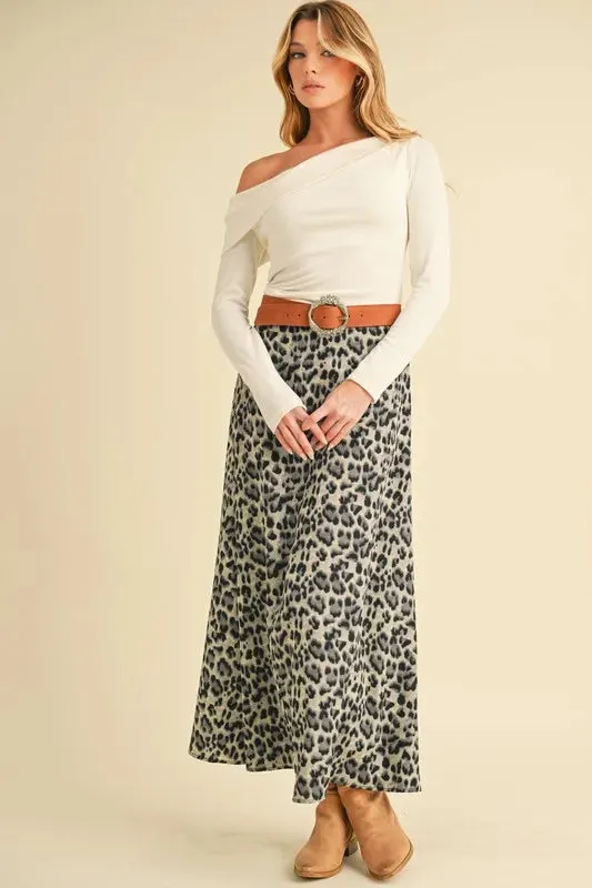 Aemi Co Leopard Midi Skirt