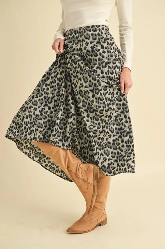 Aemi Co Leopard Midi Skirt