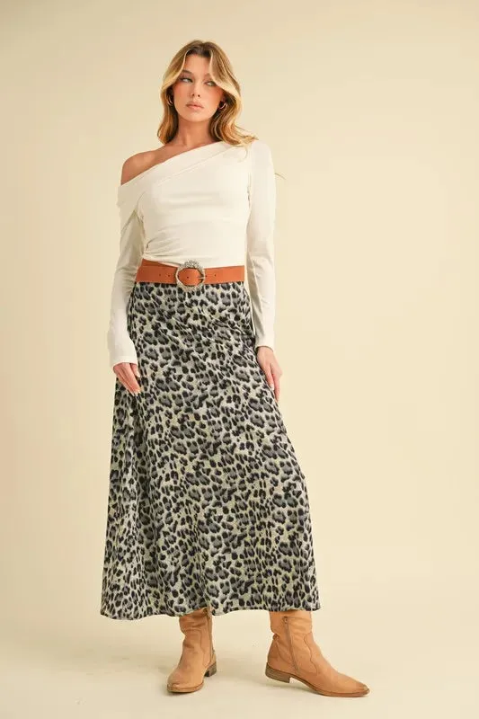 Aemi Co Leopard Midi Skirt