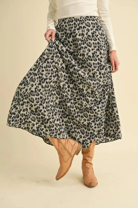 Aemi Co Leopard Midi Skirt