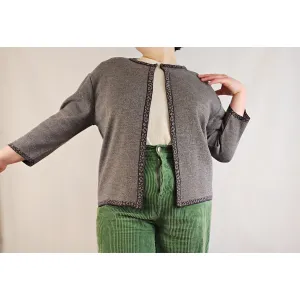 Alain Manoukian second hand merino woo mix grey cardigan size L (best fits size 14)