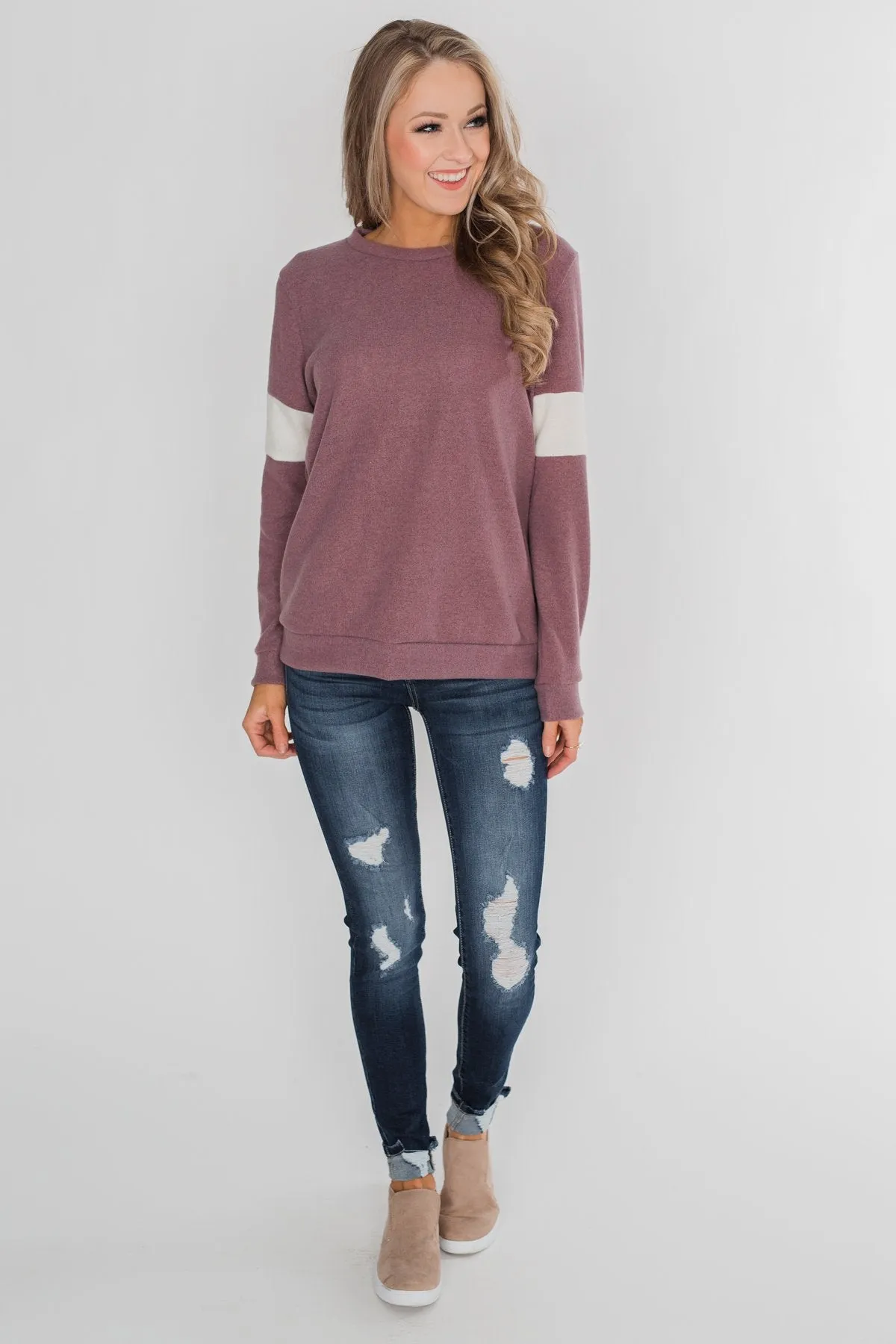All of Me Long Sleeve Pullover Top - Antique Mauve