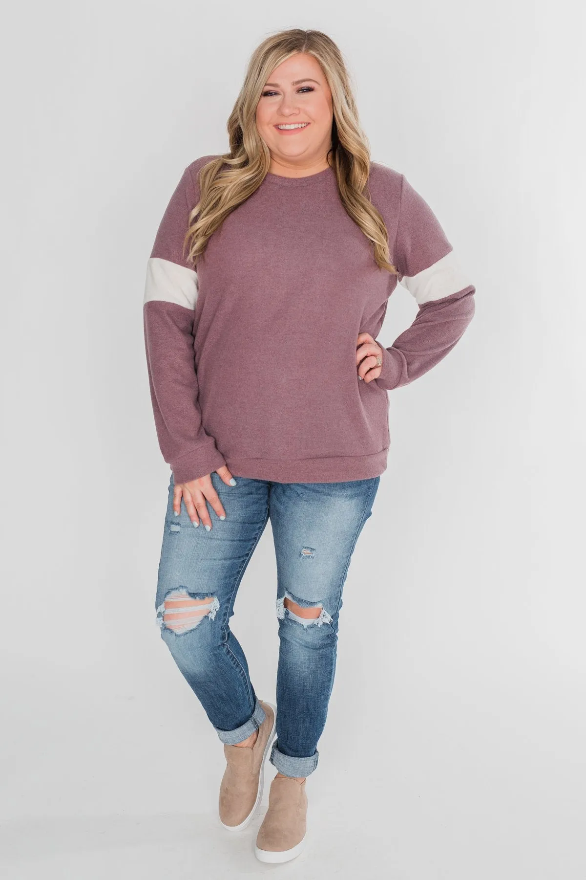 All of Me Long Sleeve Pullover Top - Antique Mauve