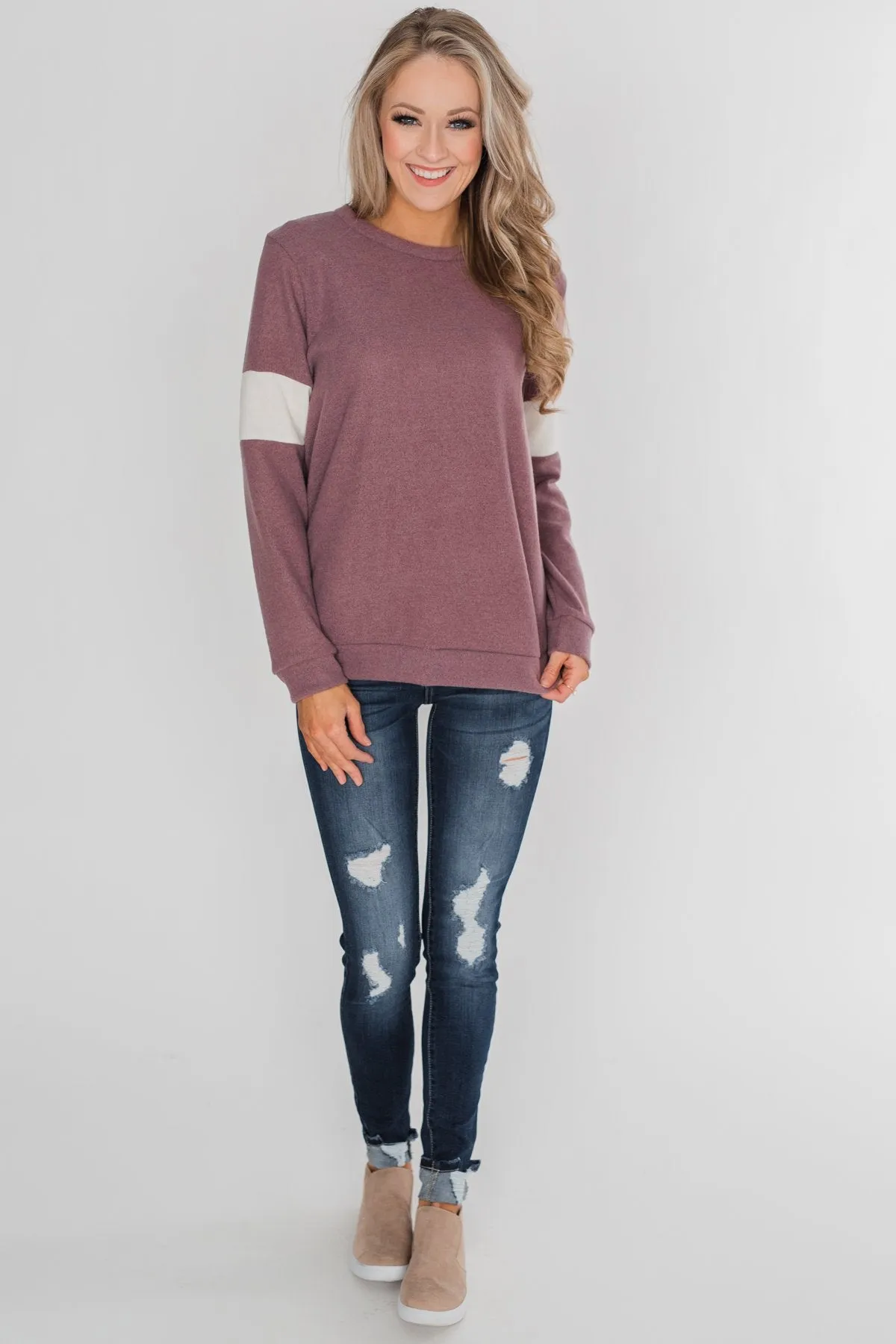All of Me Long Sleeve Pullover Top - Antique Mauve
