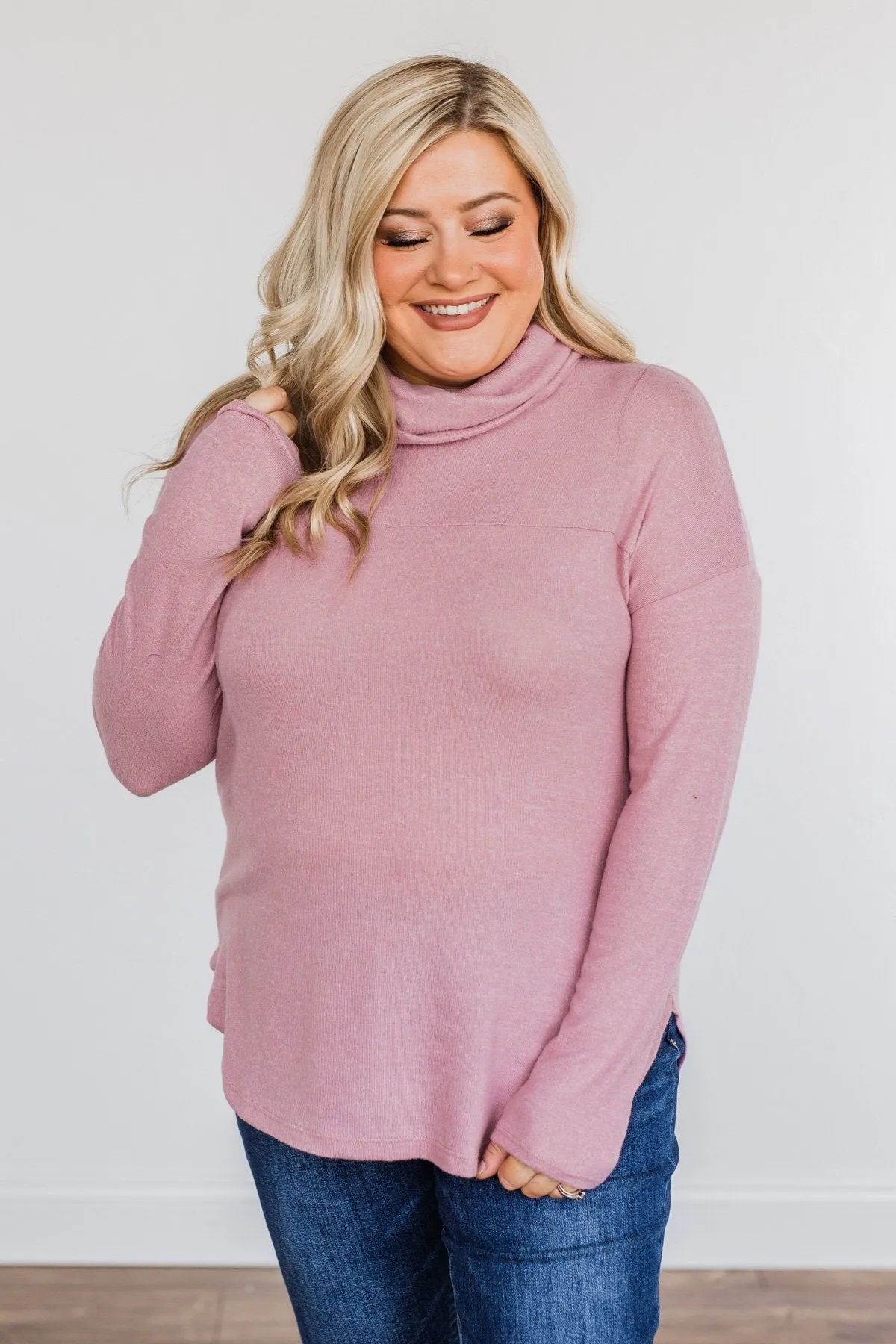 Always Winning Long Sleeve Cowl Neck Top- Orchid