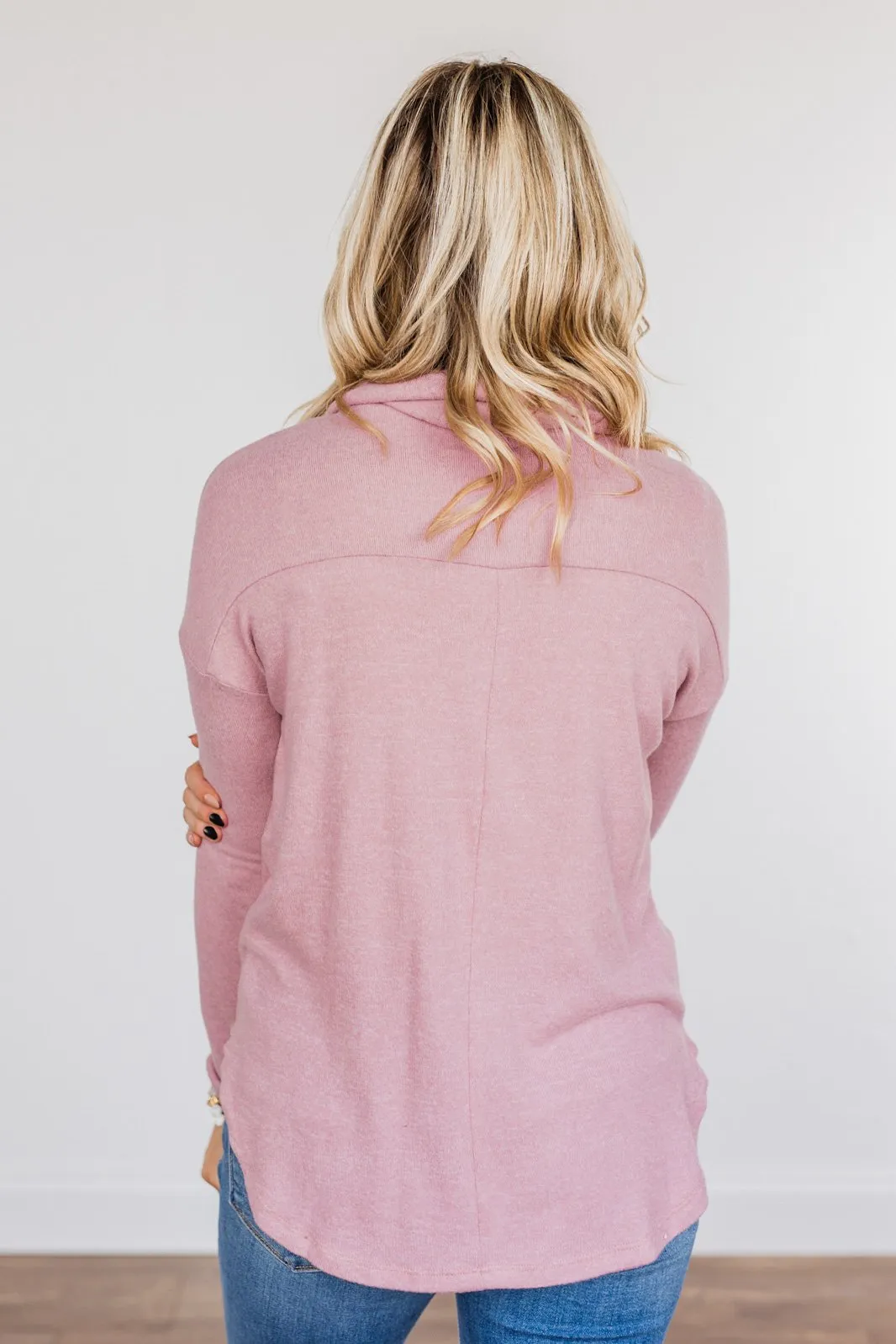 Always Winning Long Sleeve Cowl Neck Top- Orchid