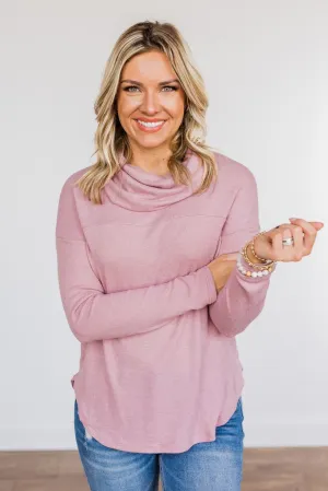 Always Winning Long Sleeve Cowl Neck Top- Orchid