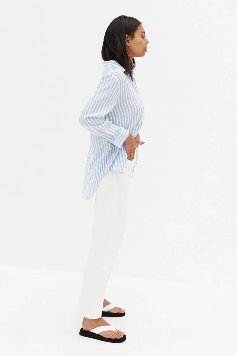 Amalfi Top - Blue & White Stripe