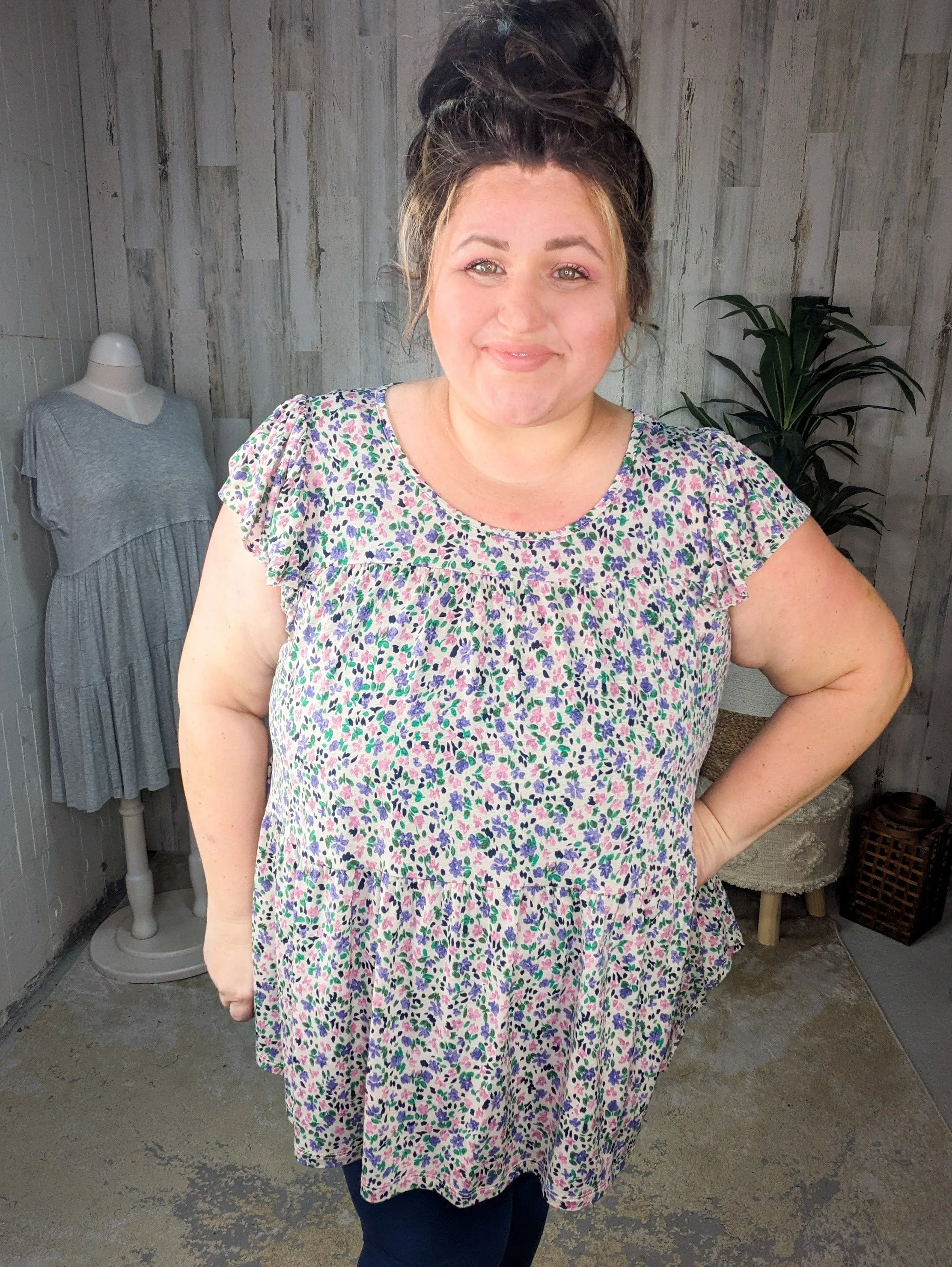 Anissa Flowy-Tiered Top in Florals
