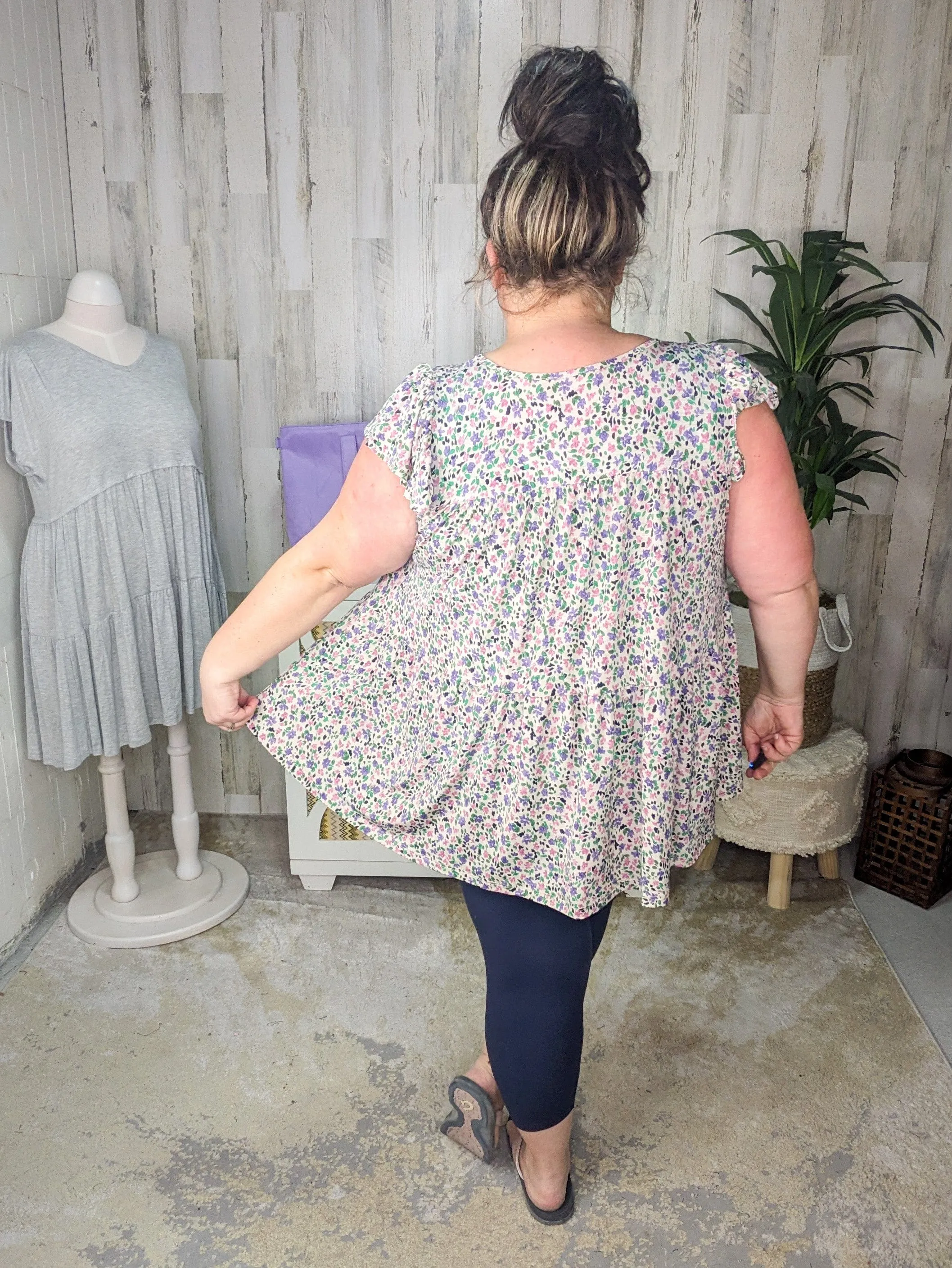 Anissa Flowy-Tiered Top in Florals