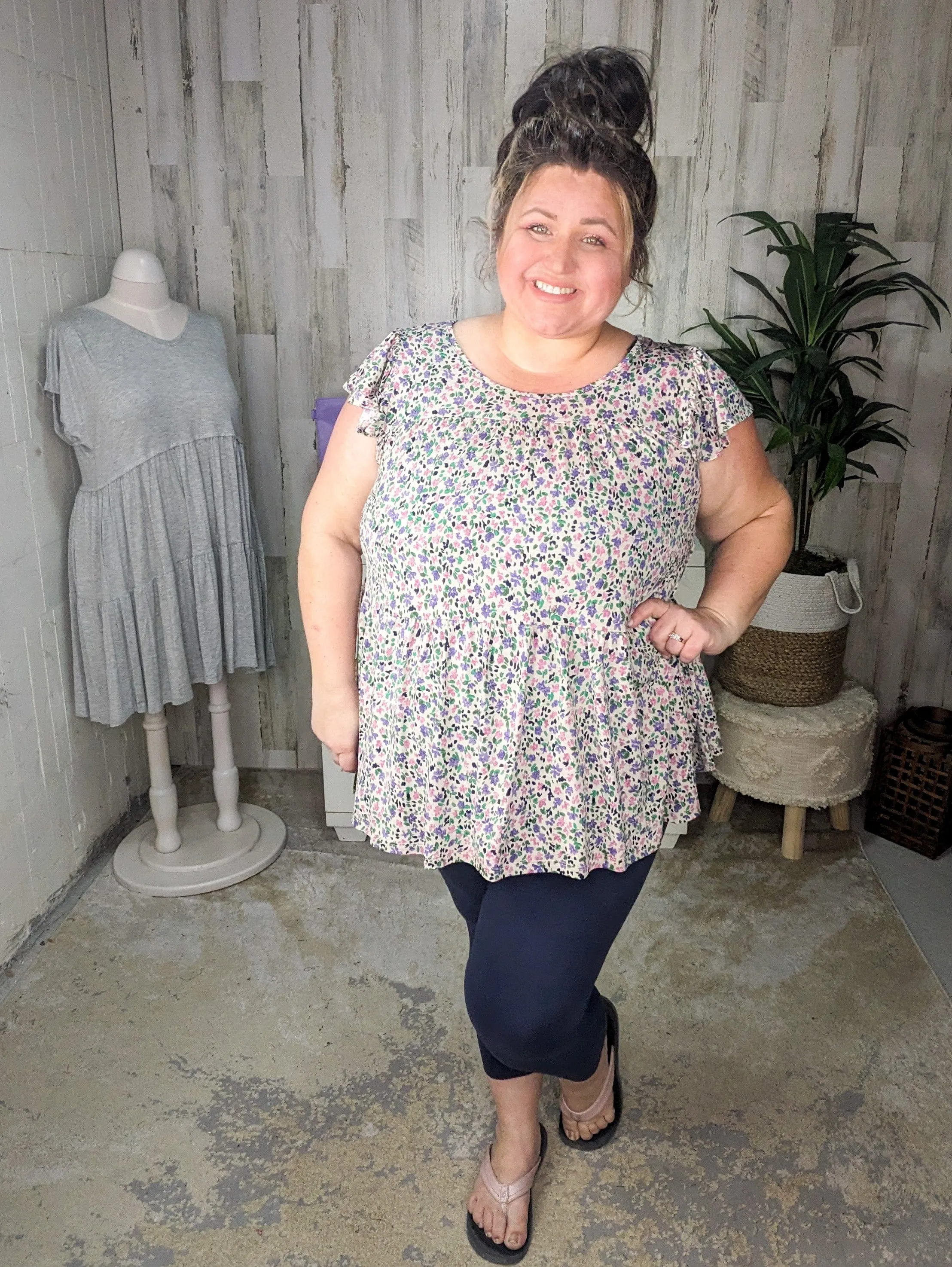 Anissa Flowy-Tiered Top in Florals