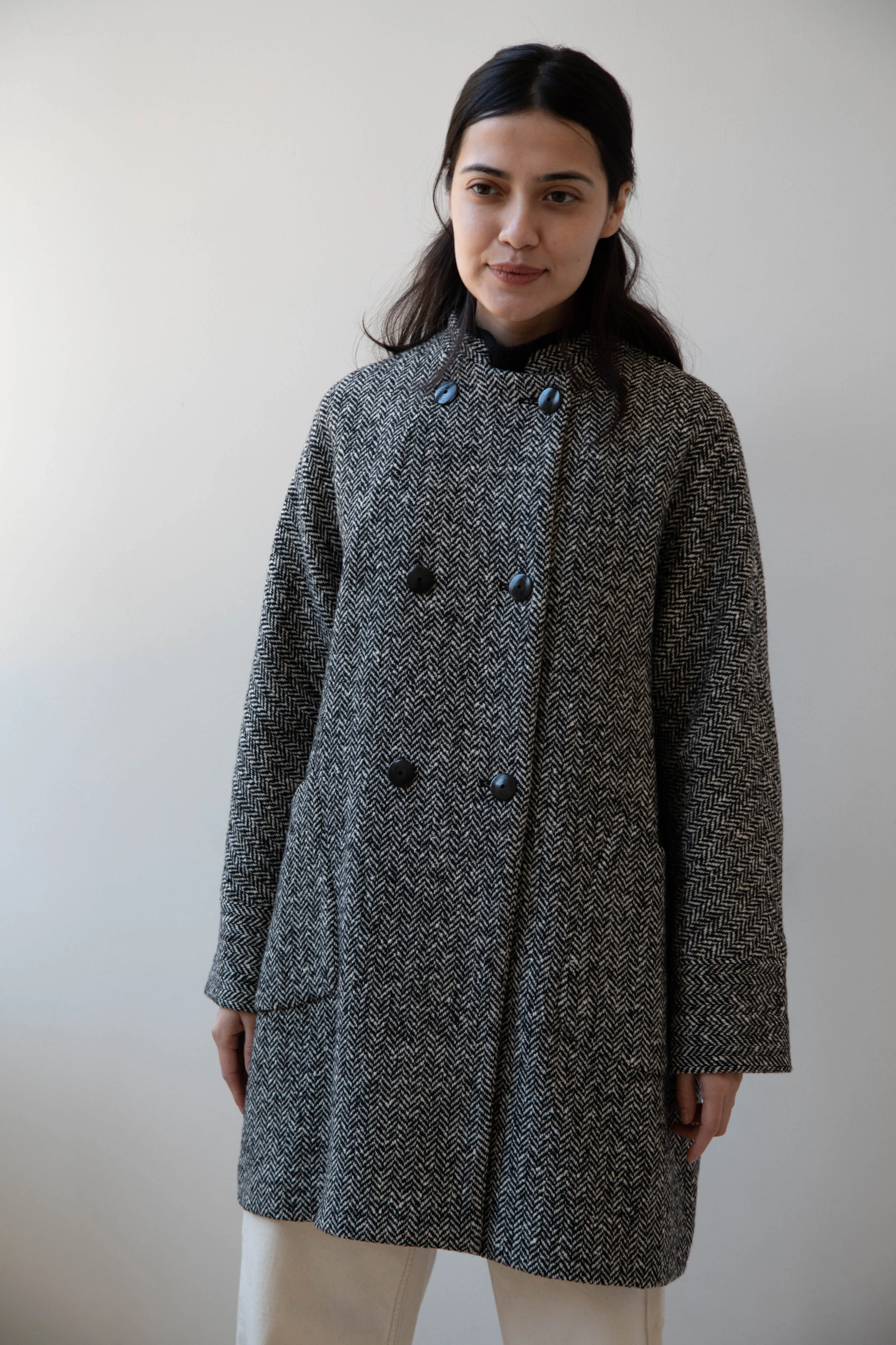 Arts & Science | Balloon Coat in Black Herringbone