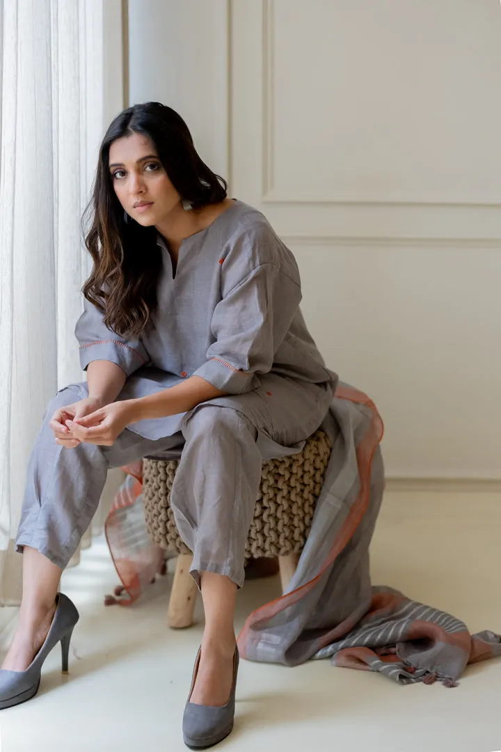 Ashes and Ambers Linen Kurta Set