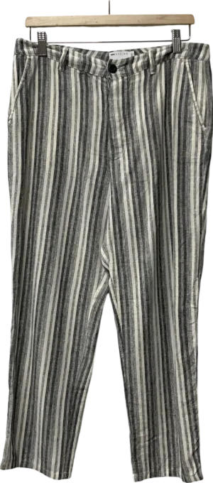ASOS White Tall Trousers In Linen Stripe W31