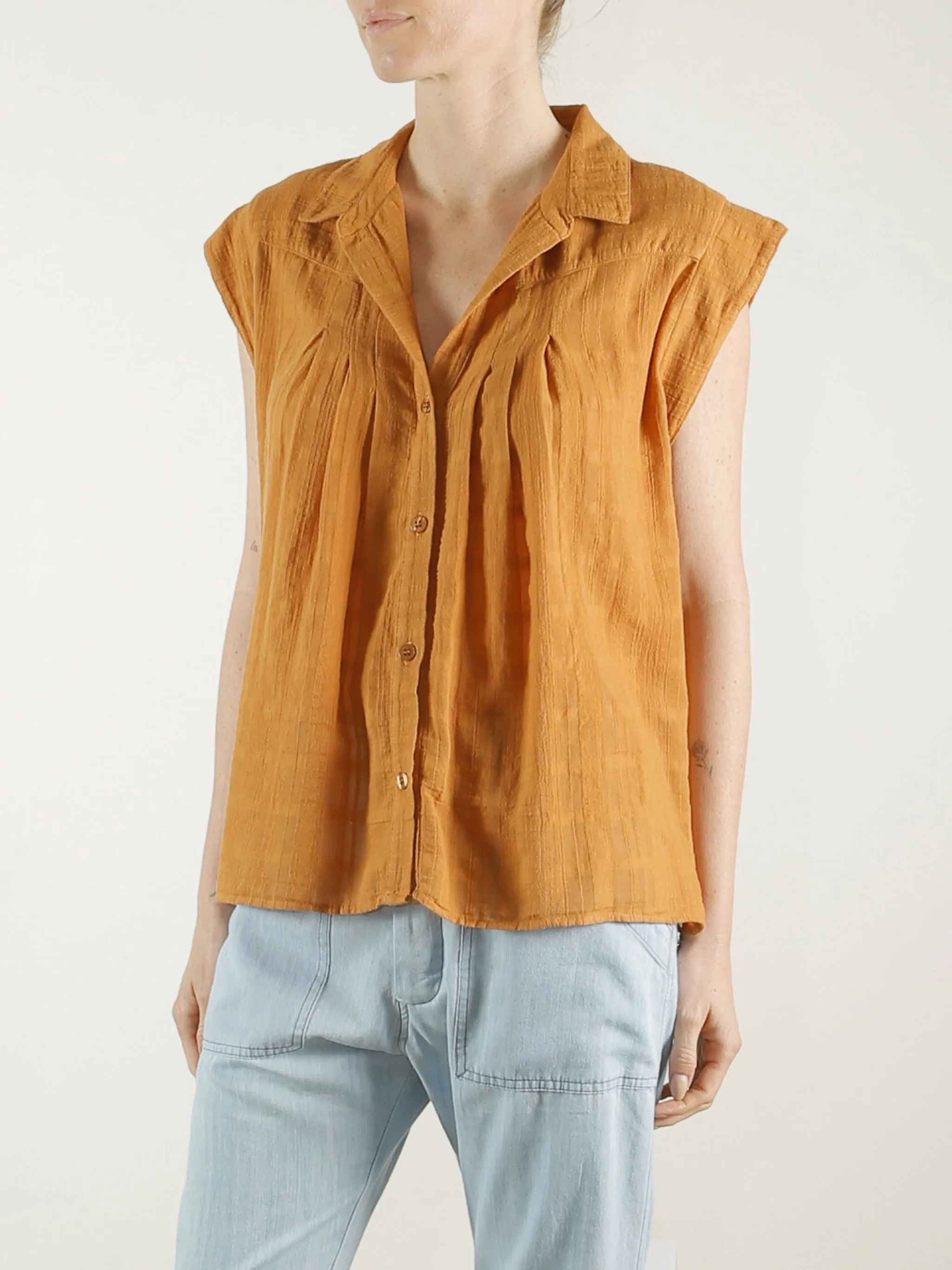 Audrey Band Sleeve Shirt in Gossamer Check - Cardamom *Final Sale*