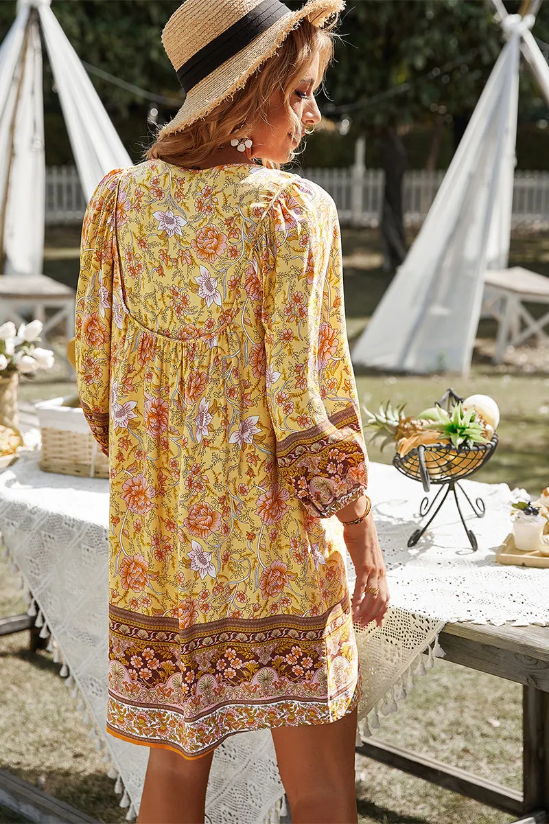 Aurina Boho Dress - Yellow