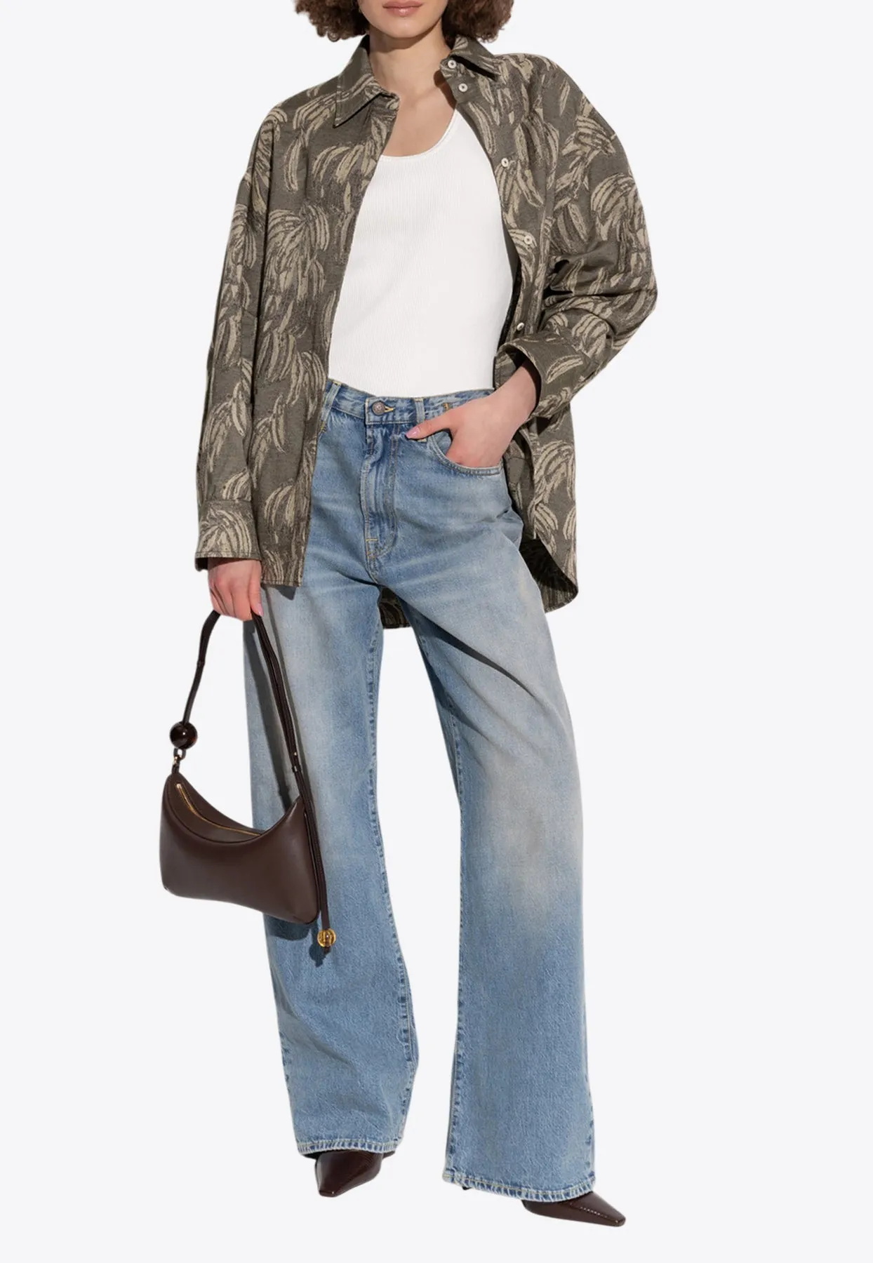 Banana Jacquard Button-Up Shirt