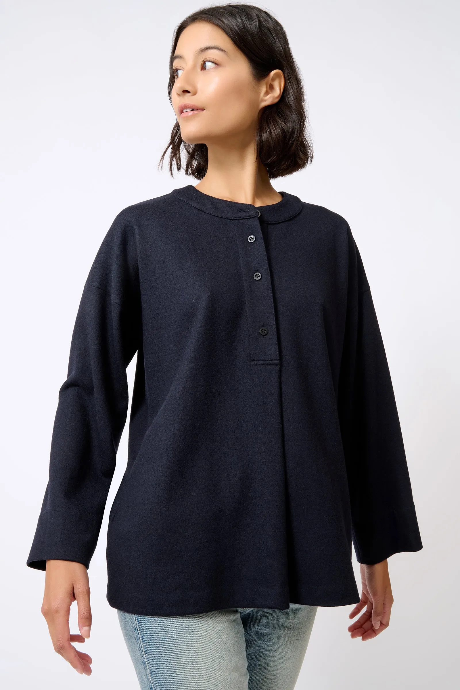 Band Collar Top - Midnight