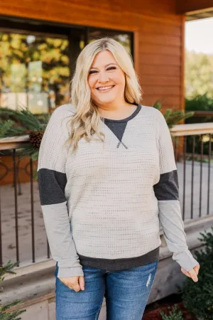 Be Merry Long Sleeve Top- Ivory & Charcoal