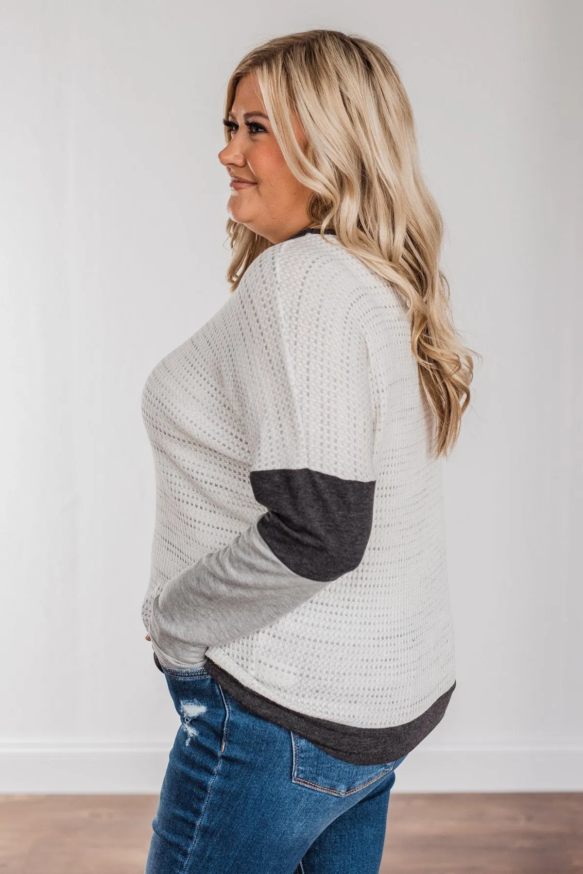 Be Merry Long Sleeve Top- Ivory & Charcoal