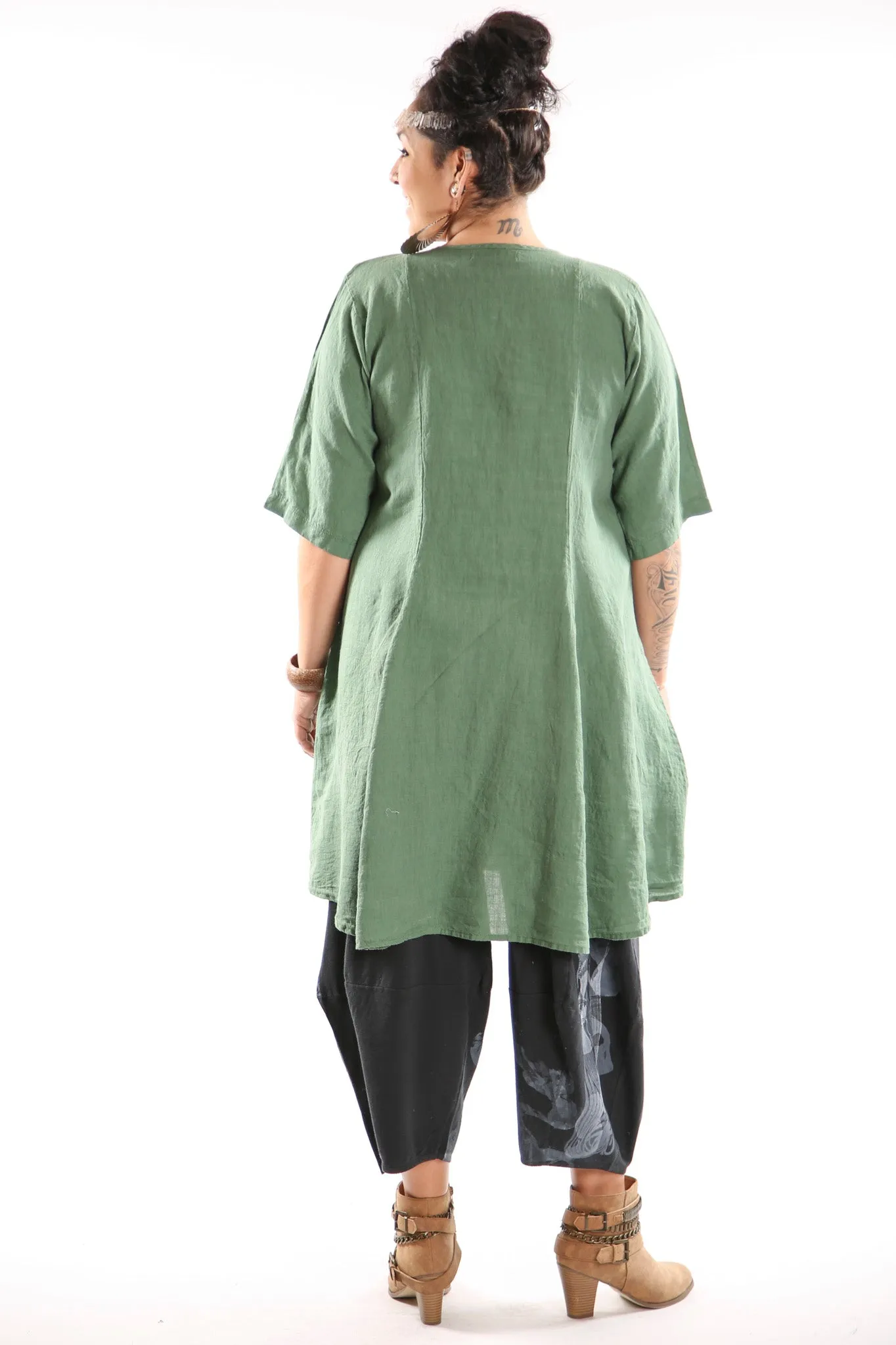 Beautiful Days Linen Dress-Seaweed 7212-Unprinted
