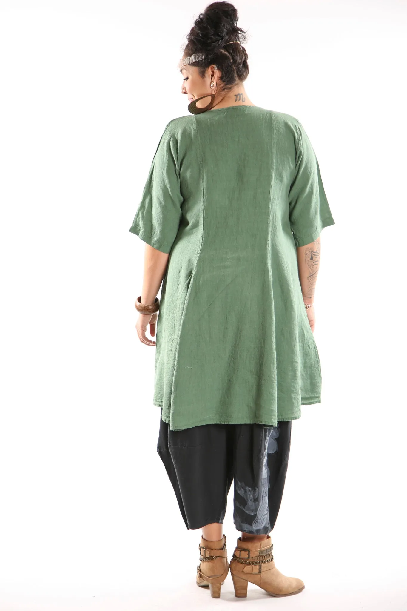 Beautiful Days Linen Dress-Seaweed 7212-Unprinted