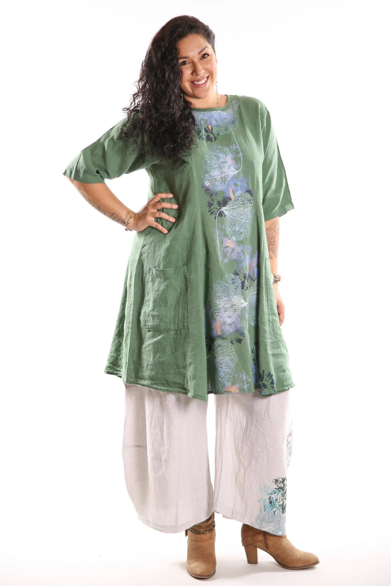 Beautiful Days Linen Dress-Seaweed 7212-Unprinted