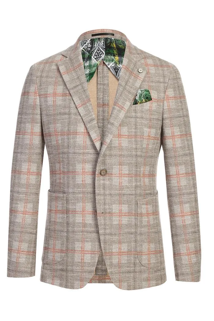 Beige Windowpane Sports Jacket