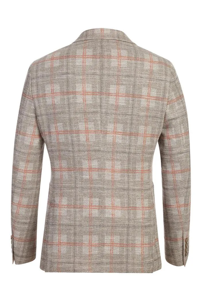 Beige Windowpane Sports Jacket