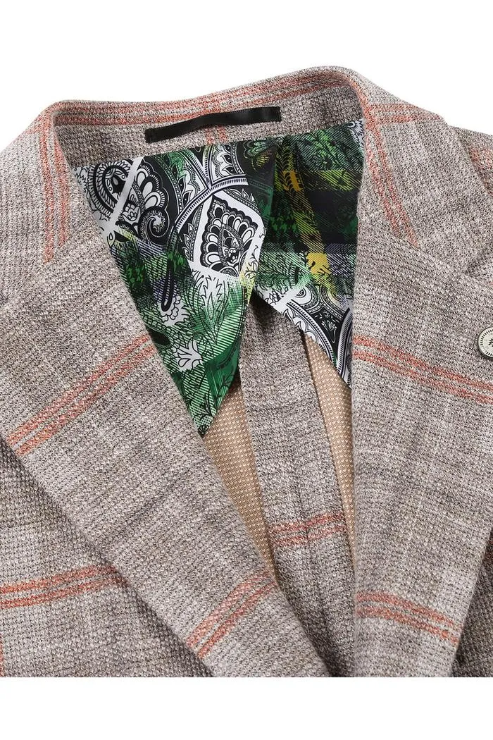Beige Windowpane Sports Jacket